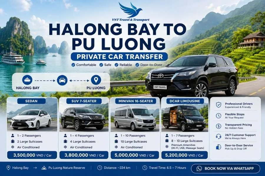 Halong Bay To Pu Luong By Private Car - VNT Travel