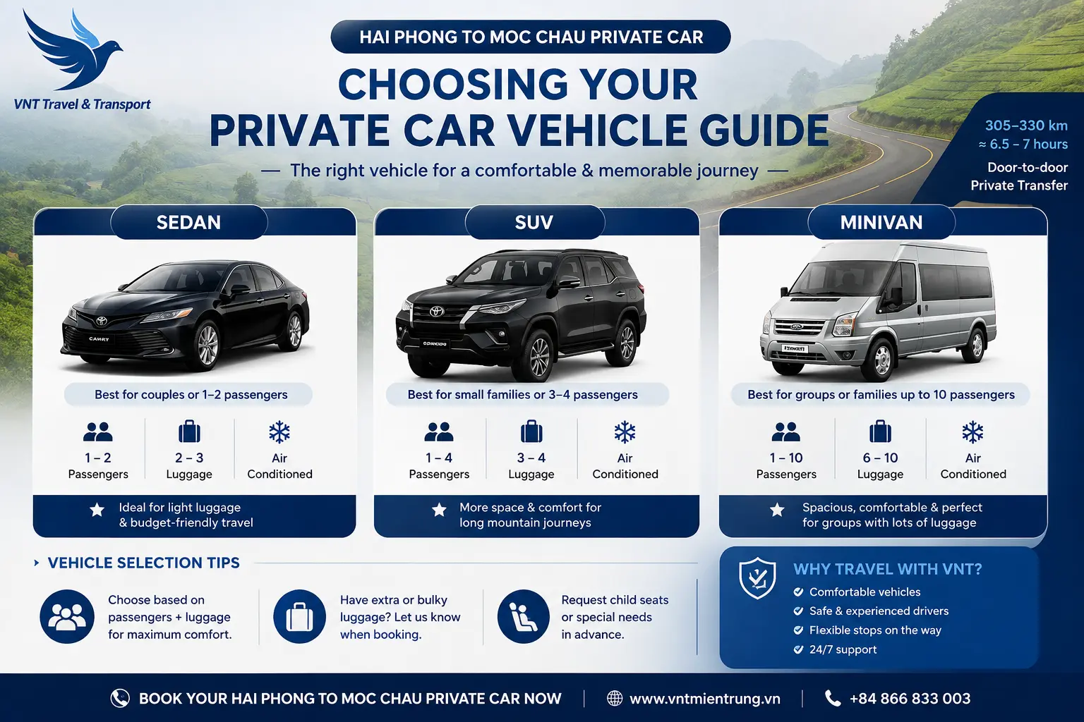 Hai Phong to Moc Chau vehicle options