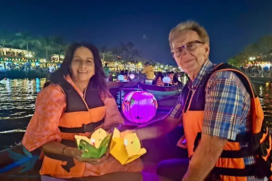 Enjoying Hoi An Lantern Festival on boat